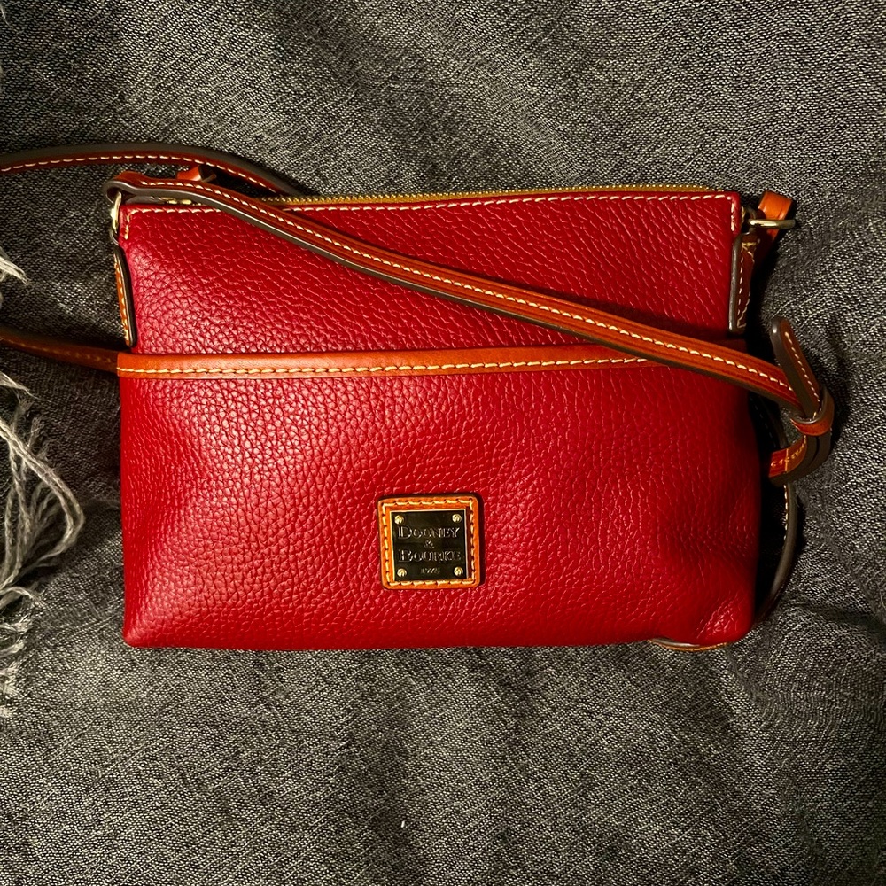 Dooney & Bourke Pebble Leather Ginger Pouchette /Cranberry